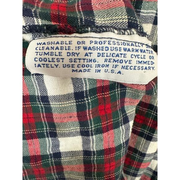 Talbots 10 Red Green White Plaid Flannel Long Sleeve Button-Up Christmas Holiday - Picture 7 of 8